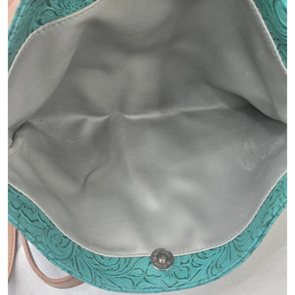 Makeup Junkie Bags Turquoise Dream Crossbody Clutch Tooled Western Floral Boho